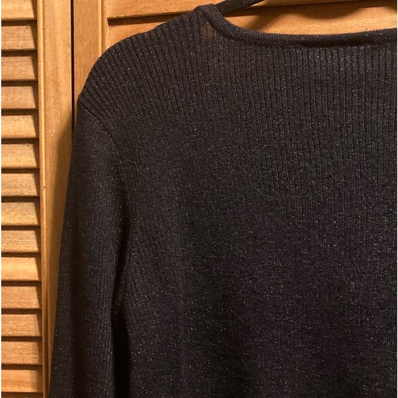 United States Sweaters Black with Silver Metallic Threads Cardigan - Picture 9 of 12